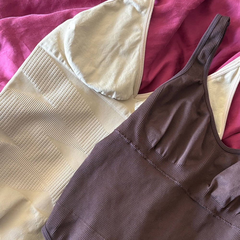 Chocolate Brown and Tan Shapewear Bodysuits